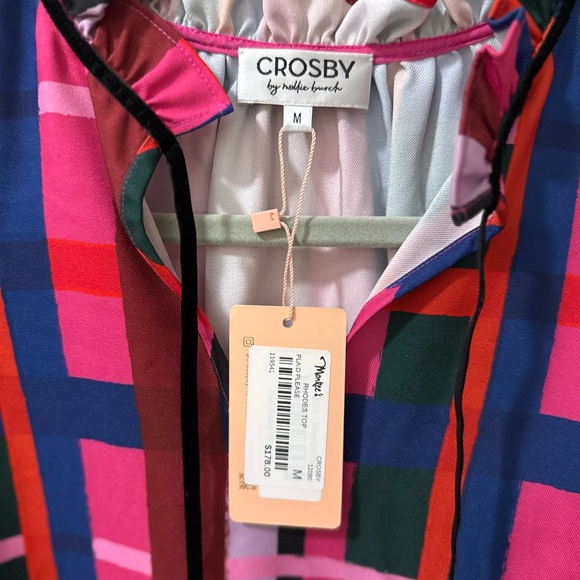 Crosby long sleeve Women's Multicolor Plaid Blouse ruffle NWT - Picture 2 of 7